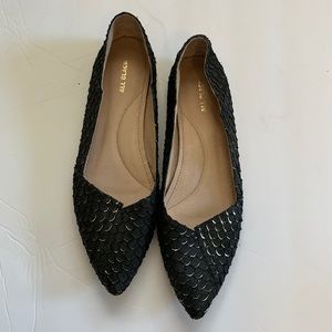 All Black Reptile Flats